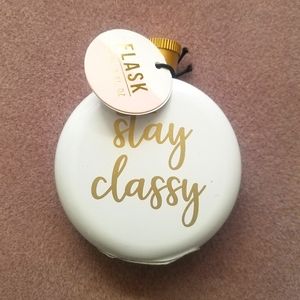 3 oz White and Gold Flask